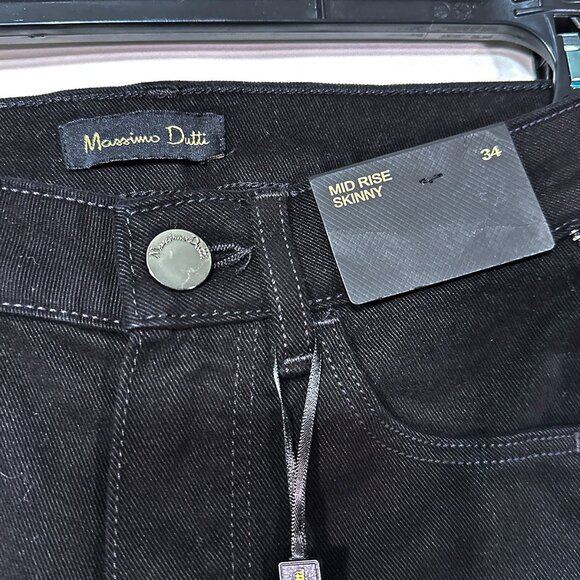NWT Massimo‎ Duti Black Mid Rise Skinny Zipper Detail Jeans Size EUR 34/US 2 - Picture 6 of 16